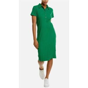 Monrow Flat Rib Short Sleeve Polo Dress - S